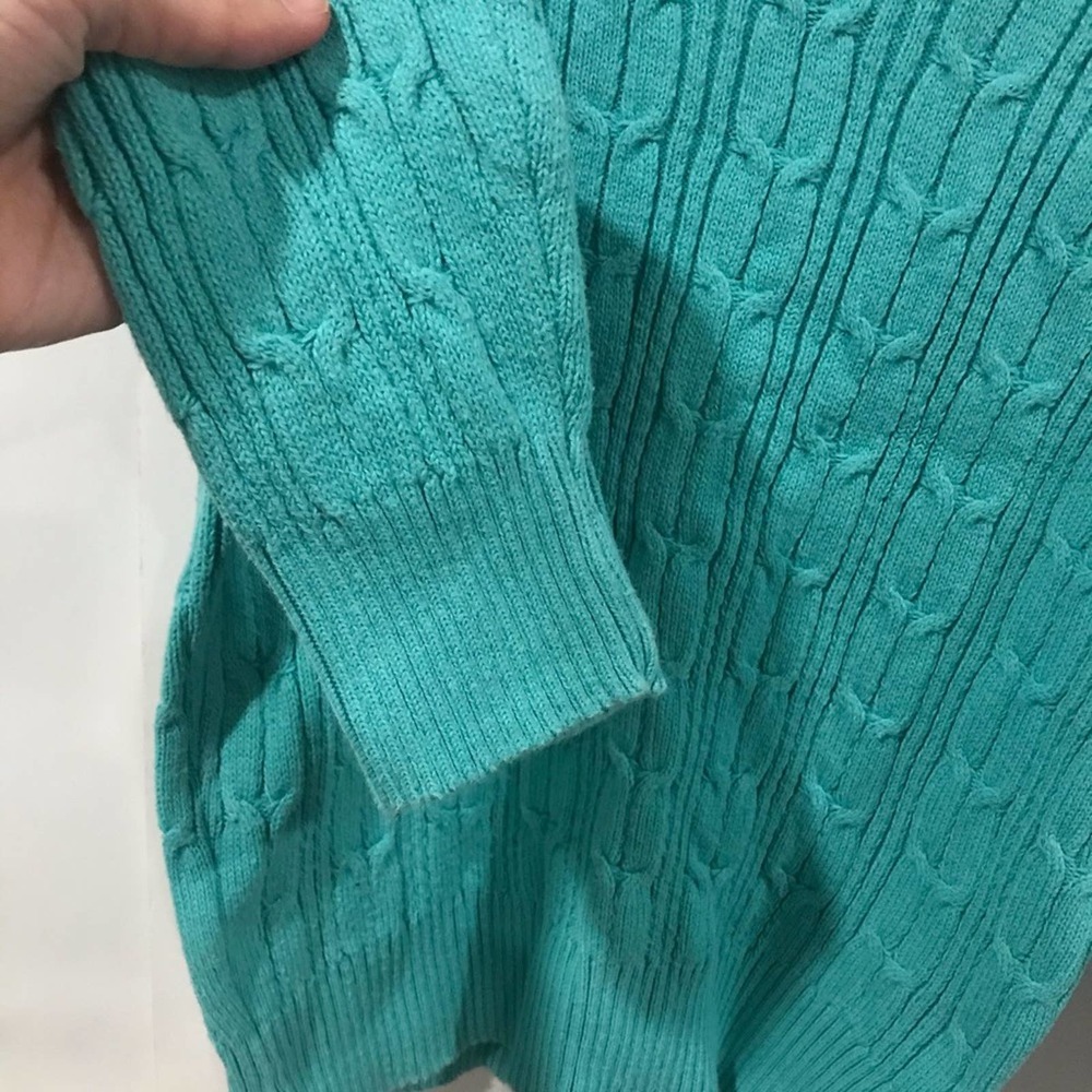 St. John's Bay Knitting Sweater V-Neck Teal Blue PS - Picture 4 of 9